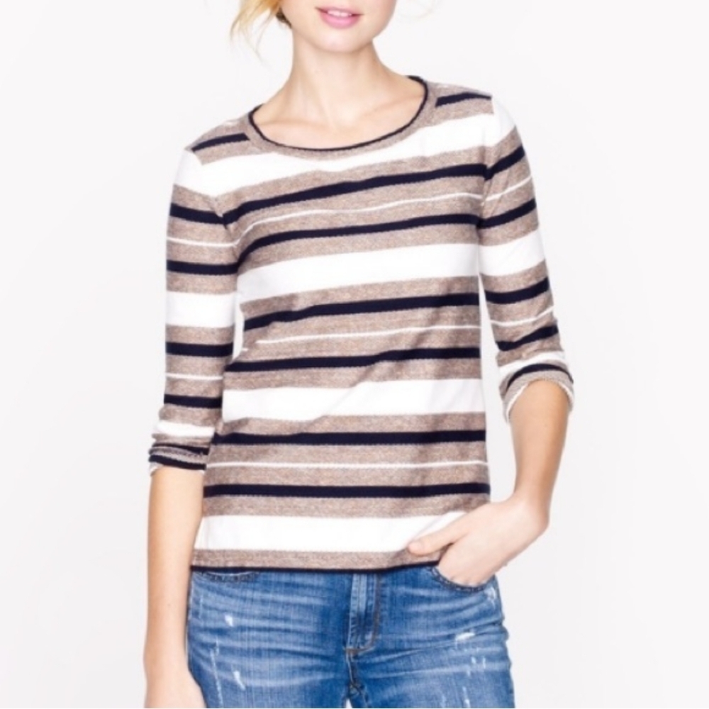 J. Crew Stripe Reverse Jacquard Top 🤍 Small
